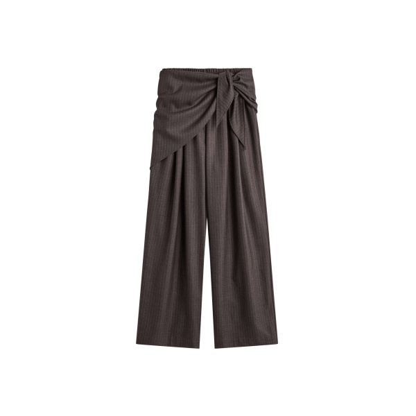 The Frankie Shop Rovigo Scarf Wrap Pants - Brown Stripe - Oversized Minimalist Pants in Multicolour - Shop at Luxury Shoes 