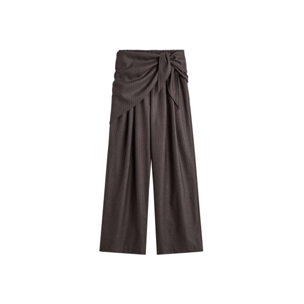 The Frankie Shop Rovigo Scarf Wrap Pants - Brown Stripe - Oversized Minimalist Pants in Multicolour - Shop at Luxury Shoes 
