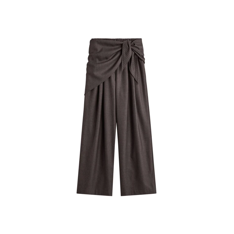 The Frankie Shop Rovigo Scarf Wrap Pants - Brown Stripe - Oversized Minimalist Pants in Multicolour - Shop at Luxury Shoes 