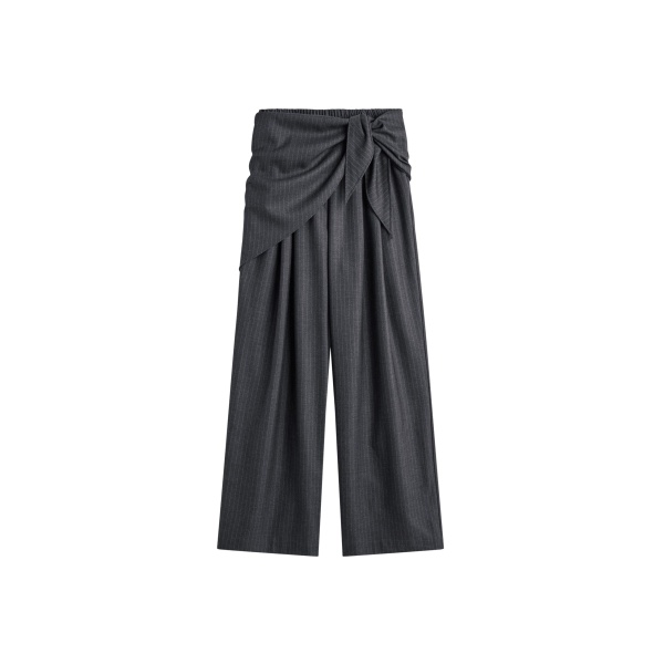 The Frankie Shop Rovigo Scarf Wrap Pants - Grey Stripe - Oversized Minimalist Pants in Multicolour - Shop at Luxury Shoes 