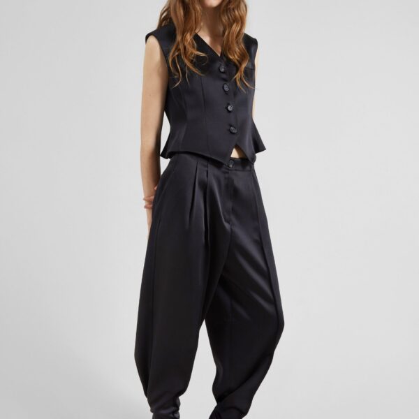 The Frankie Shop Rui Satin Trousers – Black, view 2