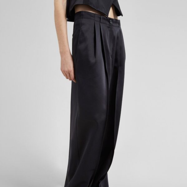 The Frankie Shop Rui Satin Trousers – Black, view 3