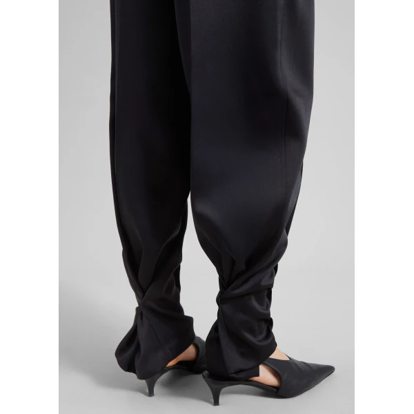 The Frankie Shop Rui Satin Trousers - Black - Oversized Minimalist Pants in Black - Shop at Luxury Shoes 