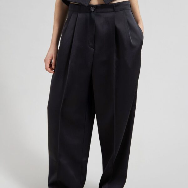The Frankie Shop Rui Satin Trousers – Black, view 6