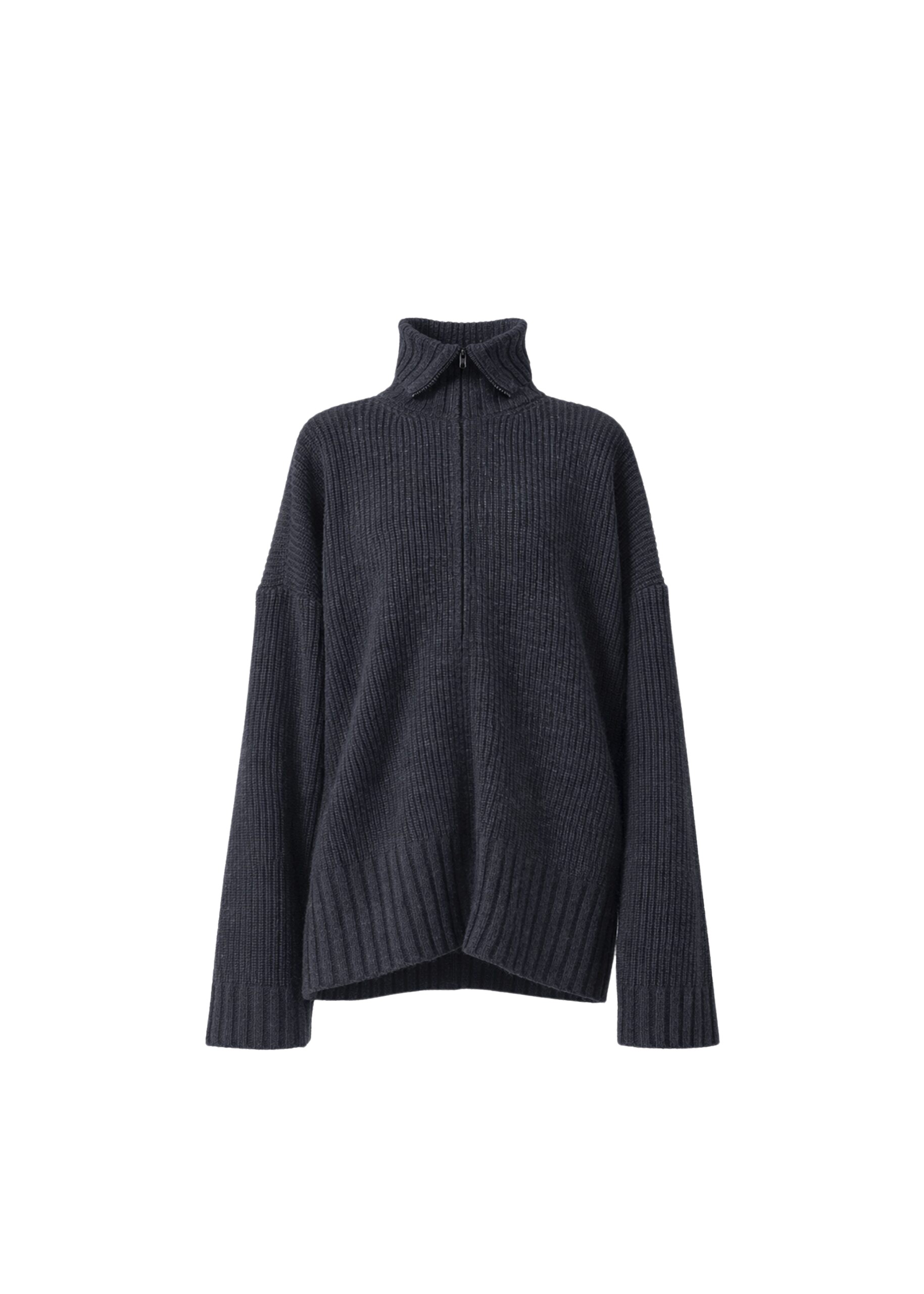 The Frankie Shop Saclay Oversized Zip-Up Cardigan – Charcoal
