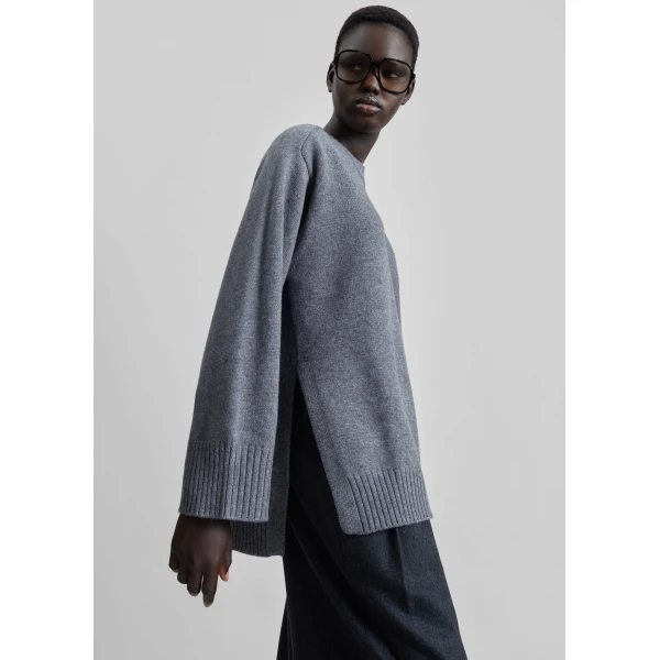 The Frankie Shop Safi LDS Cashmere Blend Sweater – Anthracite Melange, view 2