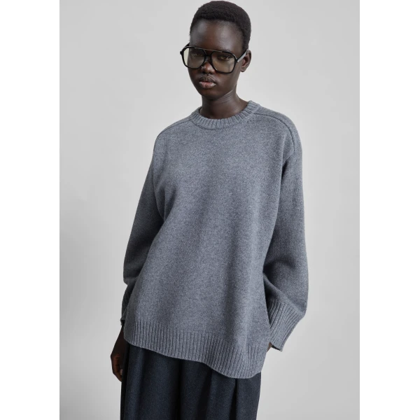 The Frankie Shop Safi LDS Cashmere Blend Sweater – Anthracite Melange, view 3