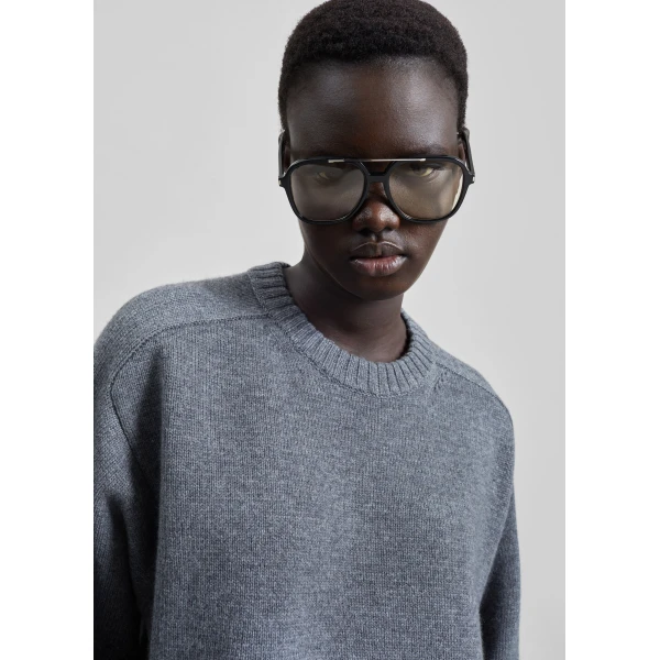 The Frankie Shop Safi LDS Cashmere Blend Sweater – Anthracite Melange, view 4