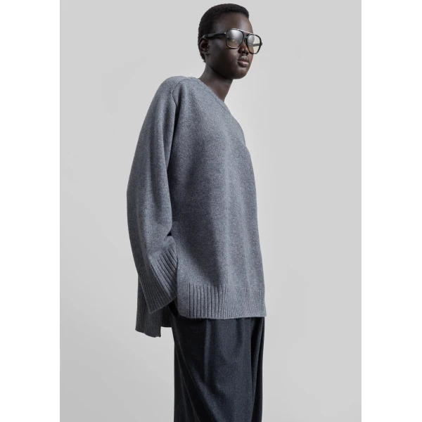The Frankie Shop Safi LDS Cashmere Blend Sweater – Anthracite Melange, view 5