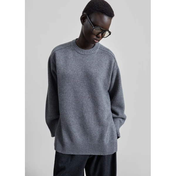 The Frankie Shop Safi LDS Cashmere Blend Sweater – Anthracite Melange, view 6