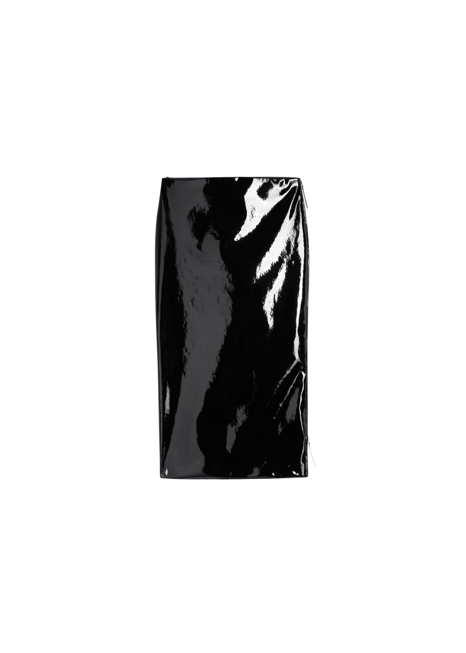 The Frankie Shop Samantha Patent Zip Skirt - Black - Oversized Minimalist Skirts in Black - Shop at Luxury Shoes 