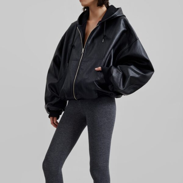 The Frankie Shop Santiago Faux Leather Jacket – Black, view 4