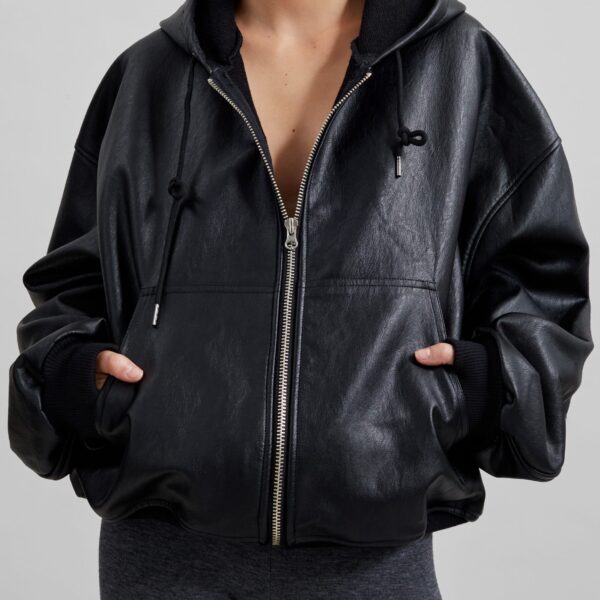 The Frankie Shop Santiago Faux Leather Jacket – Black, view 6