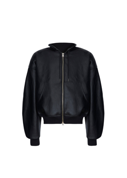 The Frankie Shop Santiago Faux Leather Jacket - Black - Oversized Minimalist Jackets in Black - Shop at Luxury Shoes 