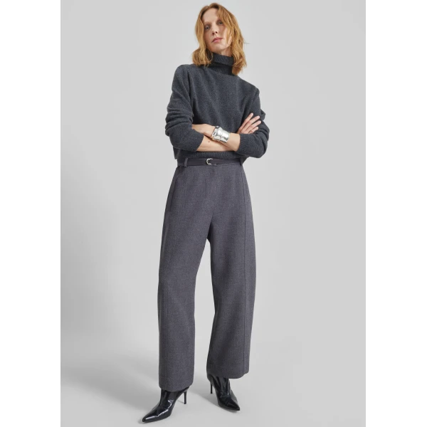 The Frankie Shop Sanve Tapered Leg Pants – Dark Grey Melange, view 2