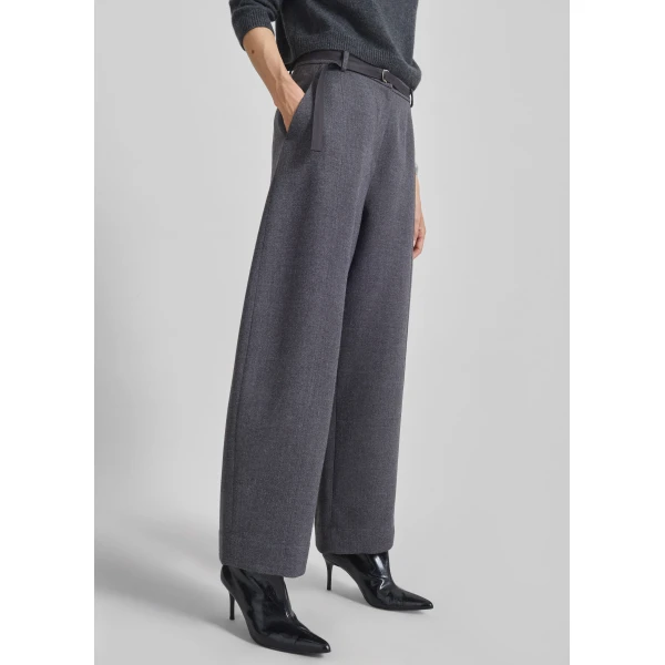 The Frankie Shop Sanve Tapered Leg Pants – Dark Grey Melange, view 3