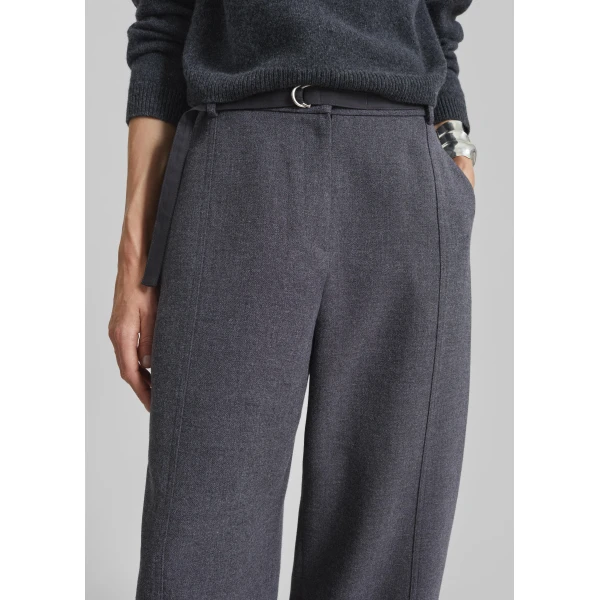 The Frankie Shop Sanve Tapered Leg Pants – Dark Grey Melange, view 4