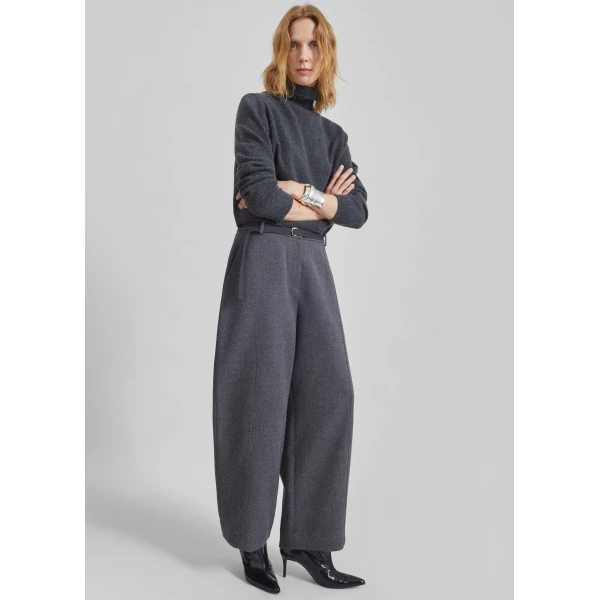 The Frankie Shop Sanve Tapered Leg Pants – Dark Grey Melange, view 5