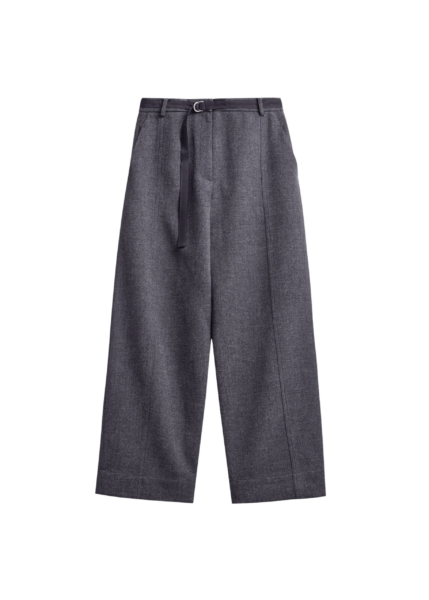 The Frankie Shop Sanve Tapered Leg Pants - Dark Grey Melange - Oversized Minimalist Pants in Grey - Shop at Luxury Shoes 