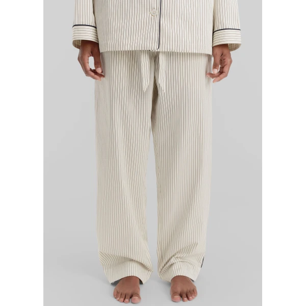 The Frankie Shop Sateen Pyjama Pants - Brown Pinstripe - Oversized Minimalist Loungewear in Multicolour - Shop at Luxury Shoes 