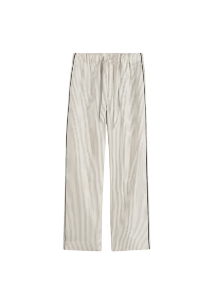 The Frankie Shop Sateen Pyjama Pants - Brown Pinstripe - Oversized Minimalist Loungewear in Multicolour - Shop at Luxury Shoes 