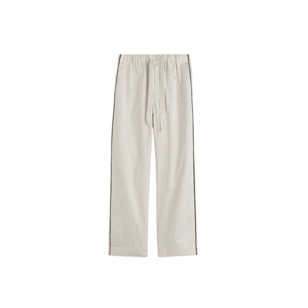 The Frankie Shop Sateen Pyjama Pants - Brown Pinstripe - Oversized Minimalist Loungewear in Multicolour - Shop at Luxury Shoes 