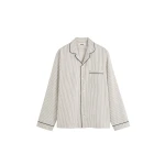 The Frankie Shop Sateen Pyjama Shirt - Brown Pinstripe - Oversized Minimalist Loungewear in Multicolour - Shop at Luxury Shoes 