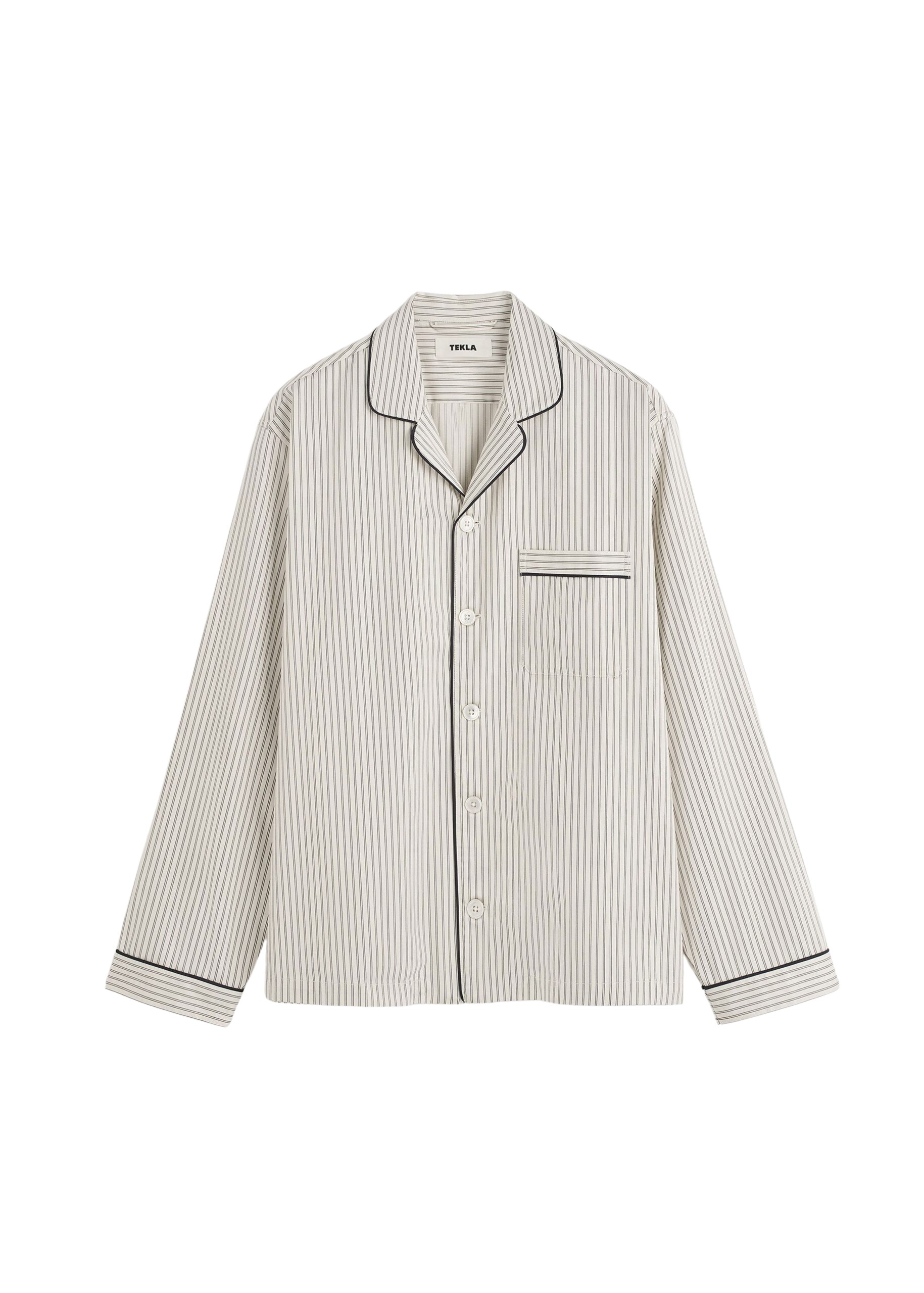 The Frankie Shop Sateen Pyjama Shirt – Brown Pinstripe