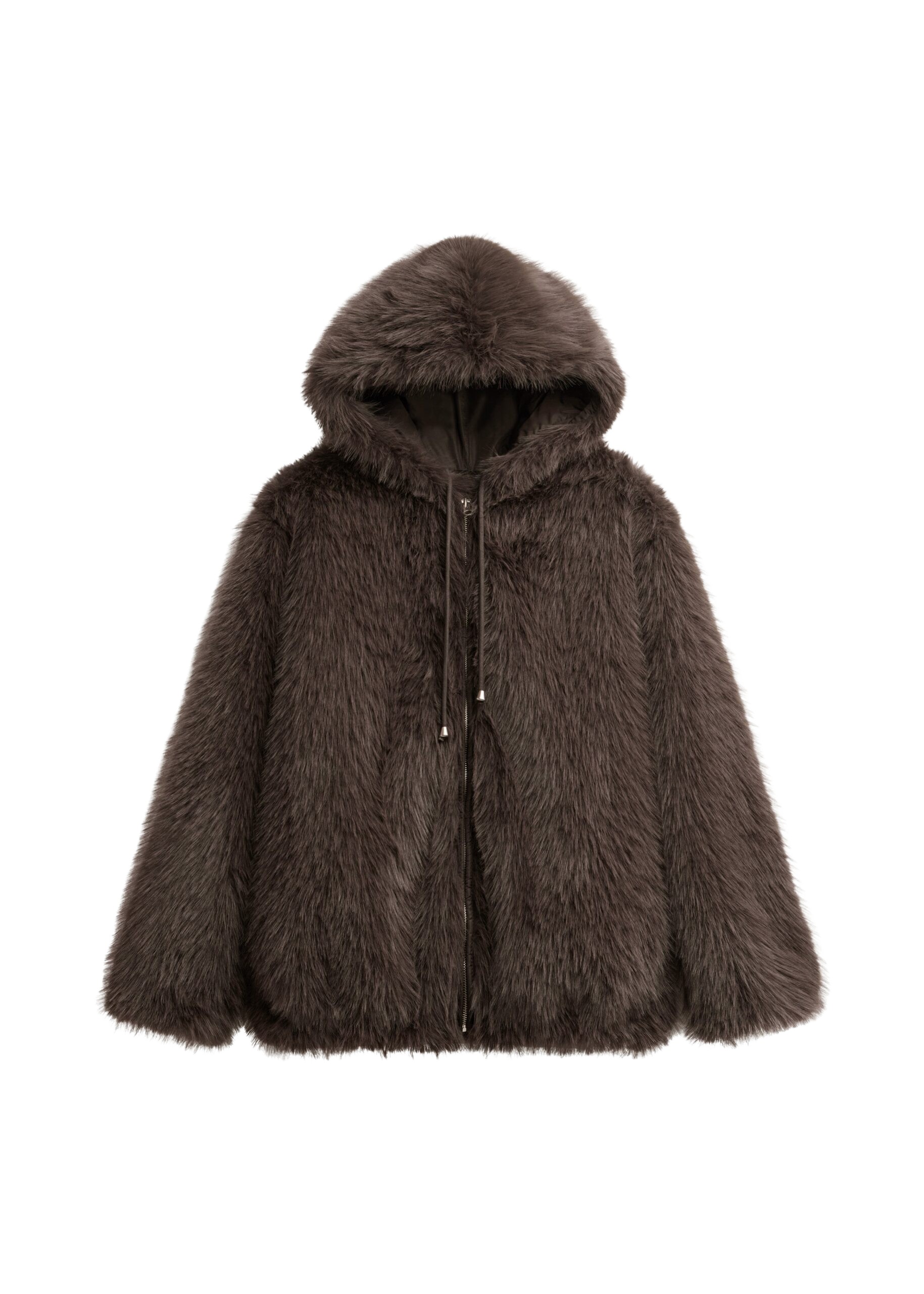 The Frankie Shop Savoie Faux Fur Hooded Jacket – Brown