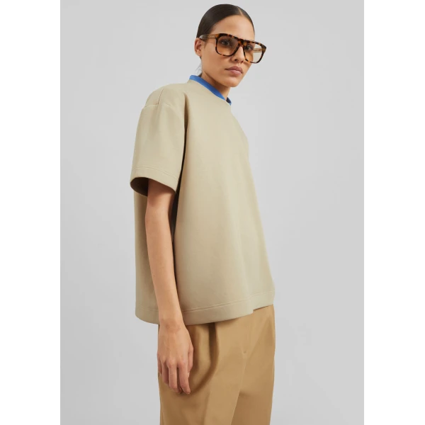 The Frankie Shop Scoob Boxy T-Shirt - Beige - Oversized Minimalist Tops in Beige - Shop at Luxury Shoes 