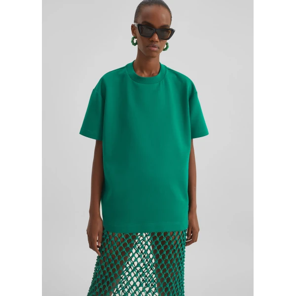 The Frankie Shop Scoob Boxy T-Shirt - Emerald - Oversized Minimalist Tops in Green - Shop at Luxury Shoes 