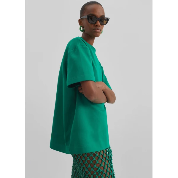 The Frankie Shop Scoob Boxy T-Shirt - Emerald - Oversized Minimalist Tops in Green - Shop at Luxury Shoes 