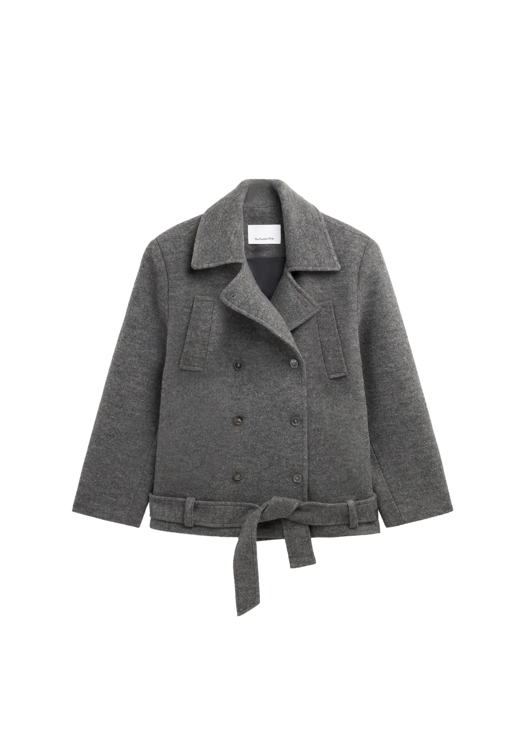 The Frankie Shop Scothern Brushed Wool Peacoat – Grey Melange Coat