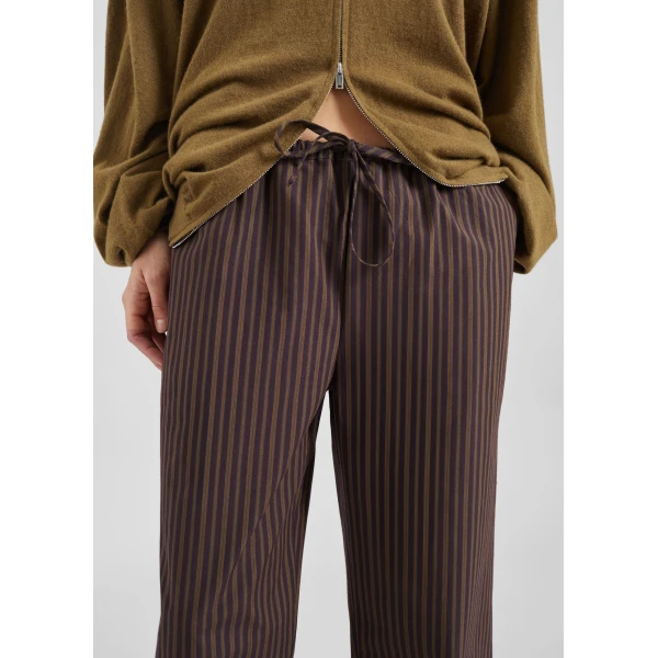 The Frankie Shop Seia Cotton Drawstring Pants - Burgundy Stripe - Oversized Minimalist Pants in Multicolour - Shop at Luxury Shoes 