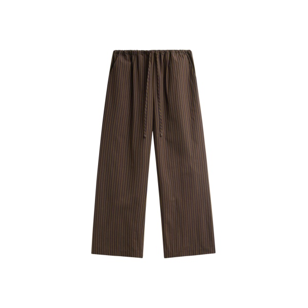 The Frankie Shop Seia Cotton Drawstring Pants - Burgundy Stripe - Oversized Minimalist Pants in Multicolour - Shop at Luxury Shoes 