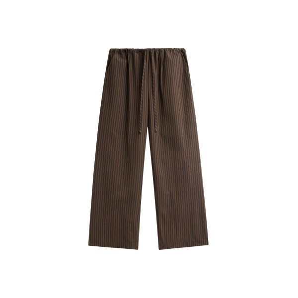 The Frankie Shop Seia Cotton Drawstring Pants - Burgundy Stripe - Oversized Minimalist Pants in Multicolour - Shop at Luxury Shoes 