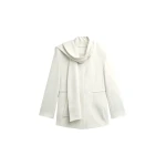 The Frankie Shop Seika Scarf Blazer - Ivory - Oversized Minimalist Jackets in Ivory - Shop at Luxury Shoes 