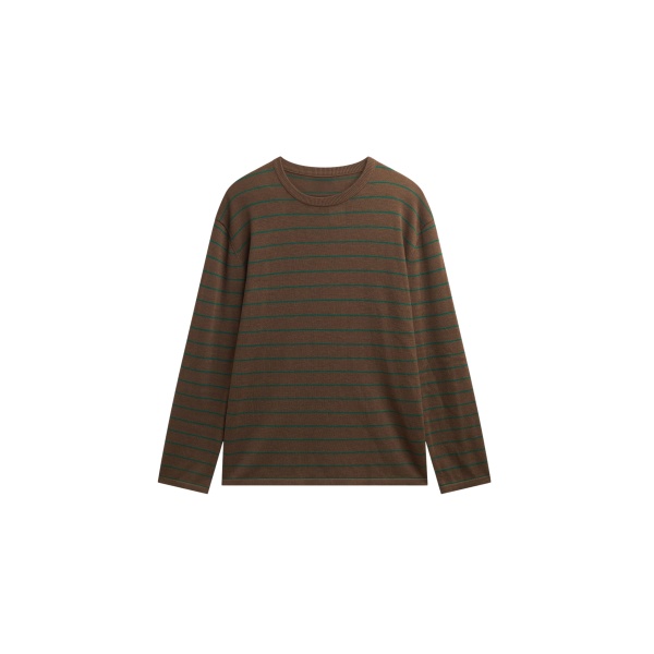 The Frankie Shop Sena Knit Pullover - Brown/Green Stripe - Oversized Minimalist Tops in Multicolour - Shop at Luxury Shoes 