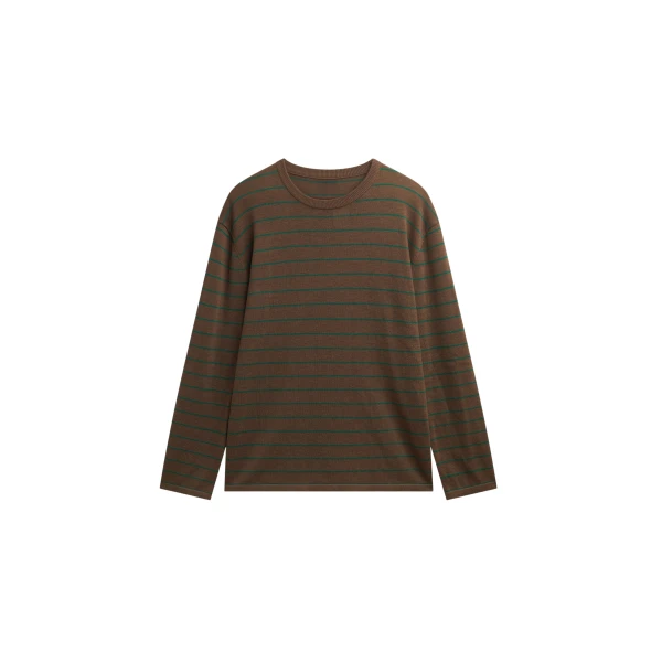 The Frankie Shop Sena Knit Pullover - Brown/Green Stripe - Oversized Minimalist Tops in Multicolour - Shop at Luxury Shoes 