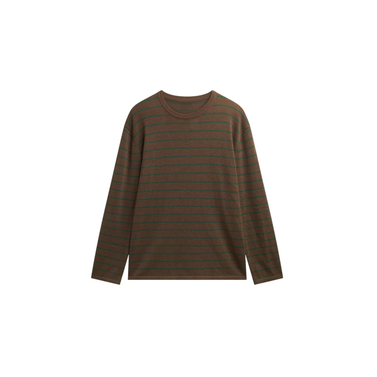 The Frankie Shop Sena Knit Pullover - Brown/Green Stripe - Oversized Minimalist Tops in Multicolour - Shop at Luxury Shoes 