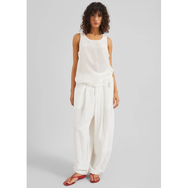 The Frankie Shop Senart Barrel Leg Pants - Ivory - Oversized Minimalist Pants in Ivory - Shop at Luxury Shoes 