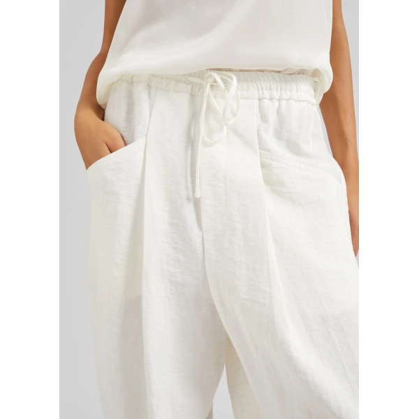 The Frankie Shop Senart Barrel Leg Pants - Ivory - Oversized Minimalist Pants in Ivory - Shop at Luxury Shoes 