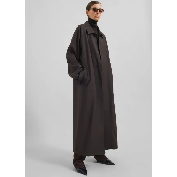 The Frankie Shop Shay Trench Coat - Brown - Oversized Minimalist Coats in Beige - Shop at Luxury Shoes 