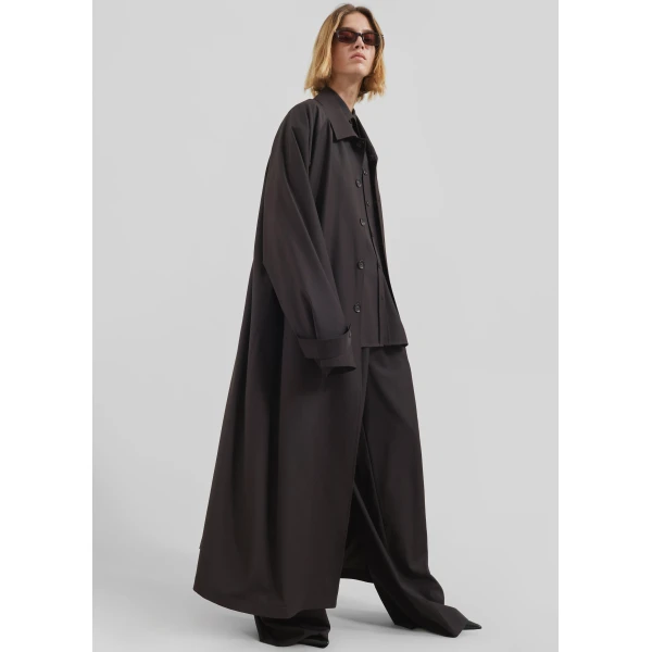 The Frankie Shop Shay Trench Coat - Brown - Oversized Minimalist Coats in Beige - Shop at Luxury Shoes 