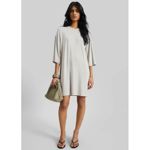 The Frankie Shop Sian Oversized T-Shirt Dress - Slate Grey - Oversized Minimalist Dresses in Grey - Shop at Luxury Shoes 