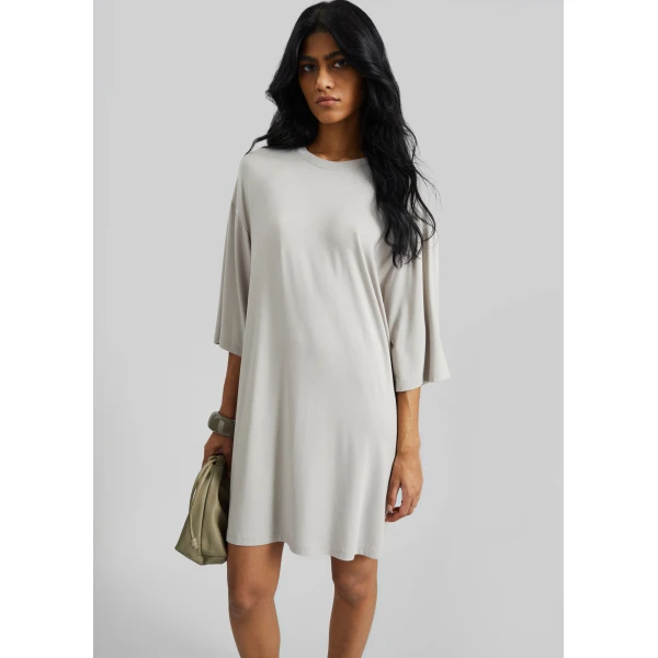 The Frankie Shop Sian Oversized T-Shirt Dress - Slate Grey - Oversized Minimalist Dresses in Grey - Shop at Luxury Shoes 