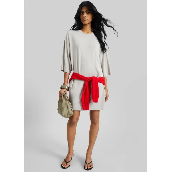 The Frankie Shop Sian Oversized T-Shirt Dress - Slate Grey - Oversized Minimalist Dresses in Grey - Shop at Luxury Shoes 