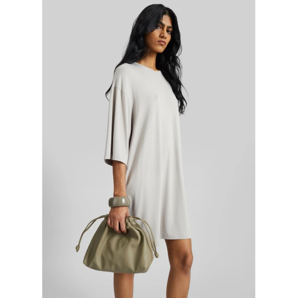 The Frankie Shop Sian Oversized T-Shirt Dress - Slate Grey - Oversized Minimalist Dresses in Grey - Shop at Luxury Shoes 