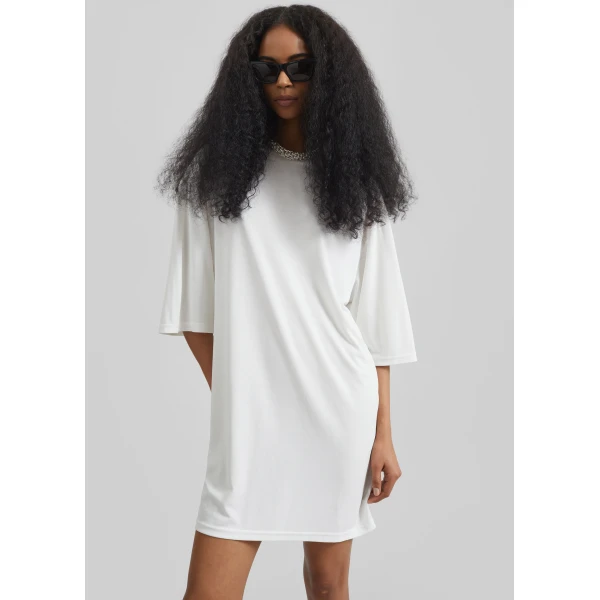 The Frankie Shop Sian Oversized T-Shirt Dress - White - Oversized Minimalist Dresses in White - Shop at Luxury Shoes 