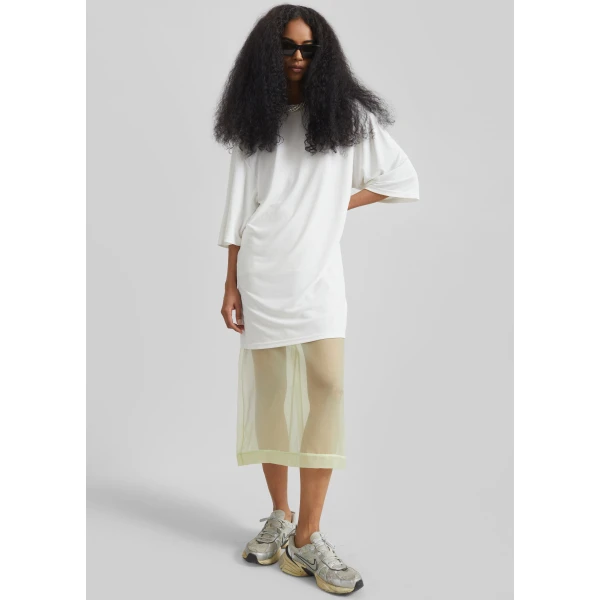 The Frankie Shop Sian Oversized T-Shirt Dress - White - Oversized Minimalist Dresses in White - Shop at Luxury Shoes 